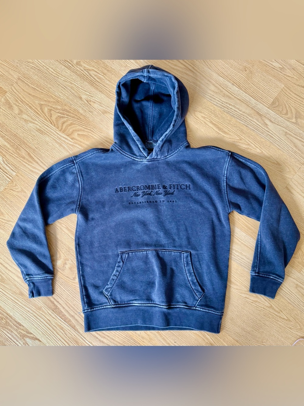 Y2K Abercrombie & Fitch Faded Gray Hoodie Relaxed Soft Fleece Small Logo Classic